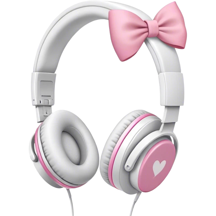 White headphones with pink bow emoji