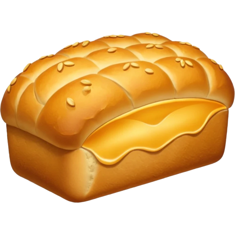 A golden loaf of bread with a crisp crust and a small rising steam curl. emoji