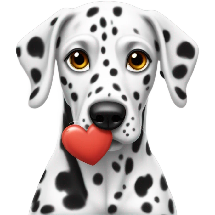 Dalmatian holding a heart emoji