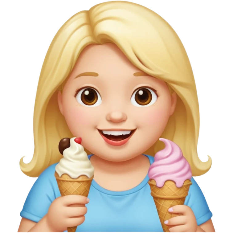 A fat girl eating a lot of ice cream emoji