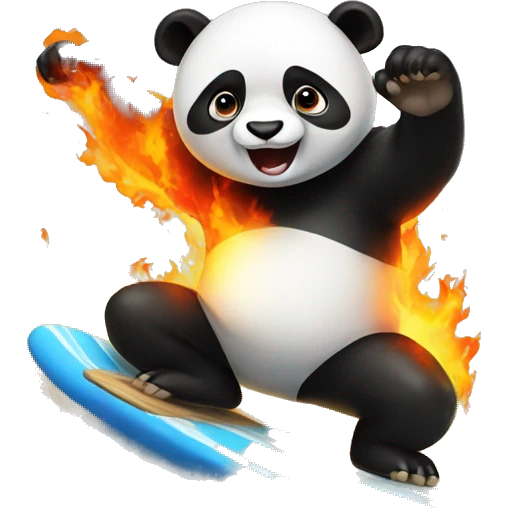 Panda Surfing on Fire  emoji