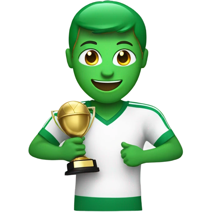 smiling green ping holding a football trophy emoji