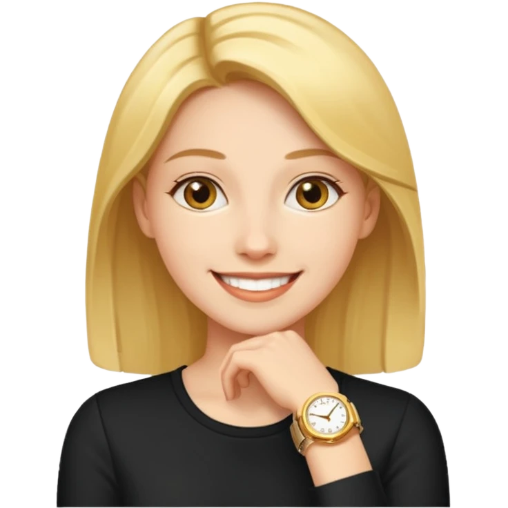 Woman with a gold watch emoji
