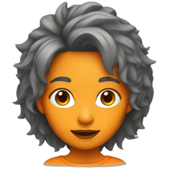 girl with orange Wolf hair cut emoji