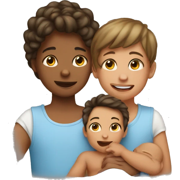 girl with boys and baby emoji