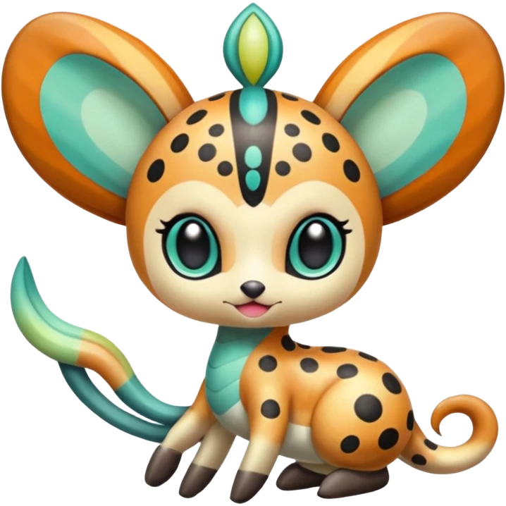 Colorful Exotic Tropical Striped Spotted Dotted dusted Glossy Shiny Meloetta-Vernid-Trico-Kirby-Fakémon-creature-hybrid emoji