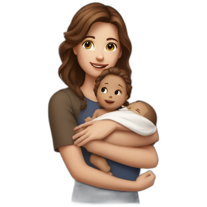 Brown hair Girl with baby emoji
