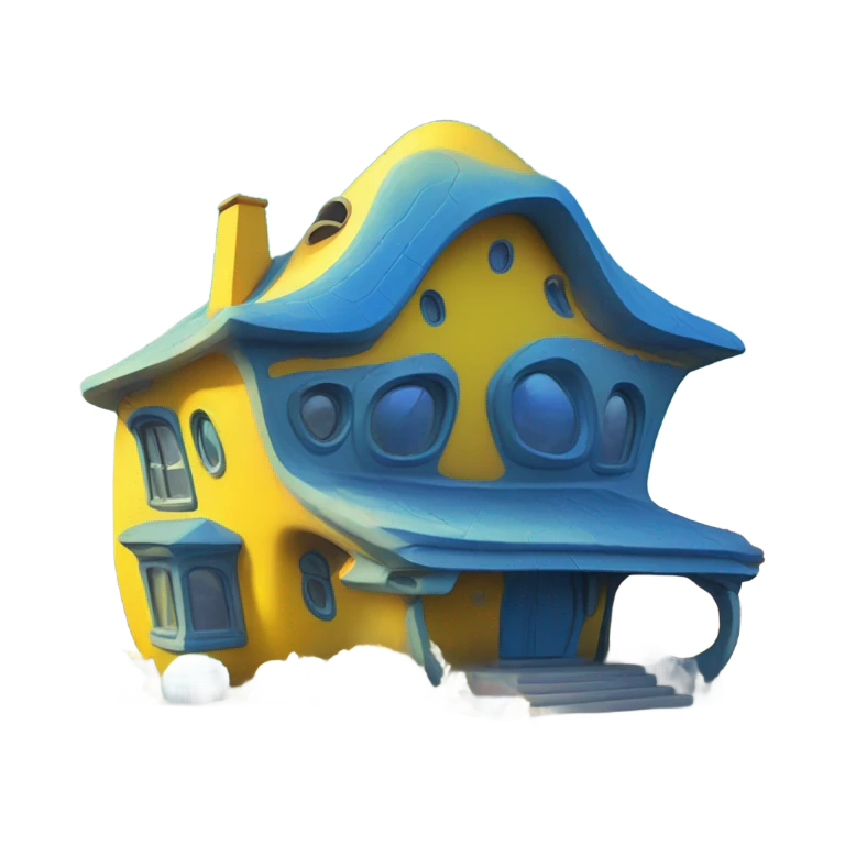 a alien home house in jellow/blue emoji