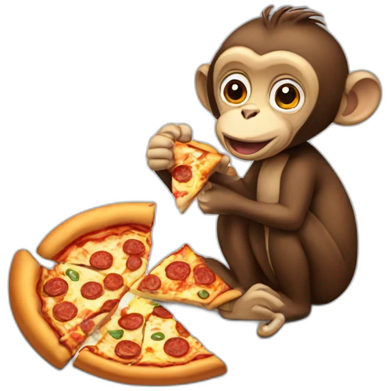 Monkeys eating pizza emoji
