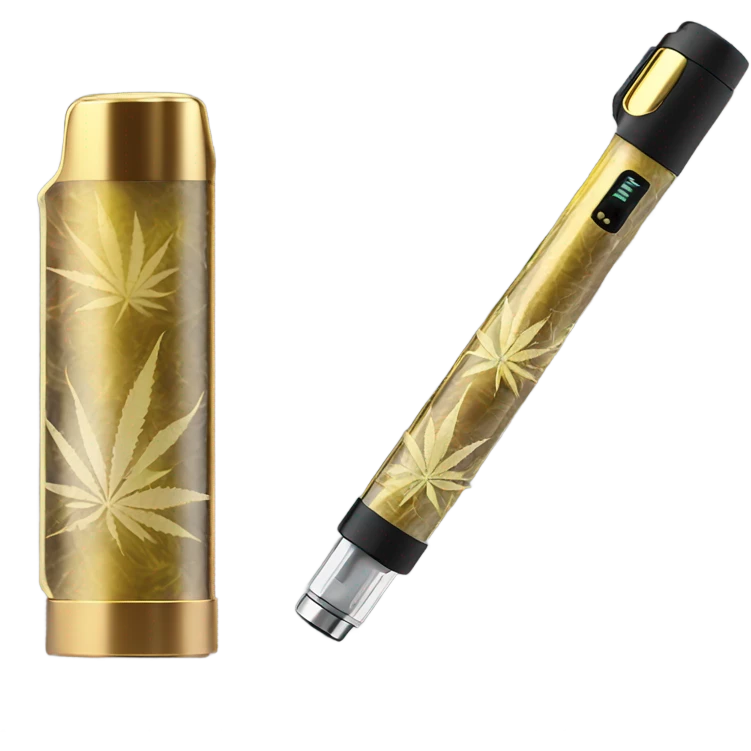 A vape pen with a cartridge filled with yellowish gold weed oil 510 battery emoji