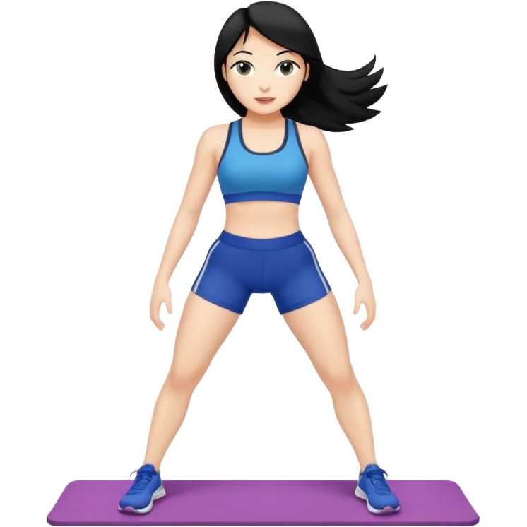 makeup woman with black hair doing fitness emoji