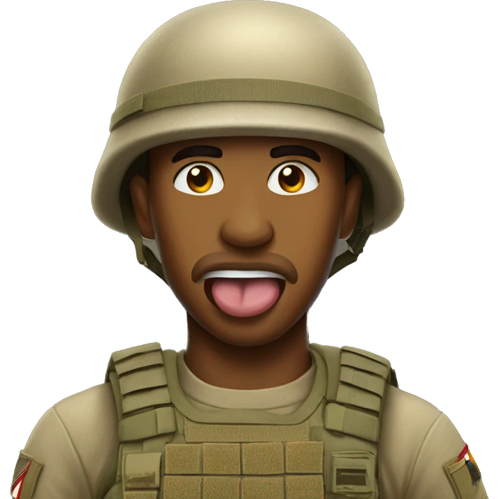 soldier shows his tongue emoji