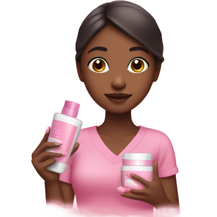 Girl doing her pink skincare  emoji