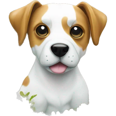 A dog made of glass filled with plants as a terrarium with graffiti doodles emoji