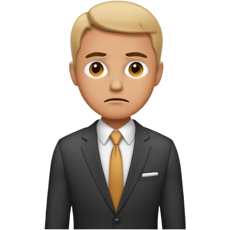 a businessperson with a rumbling stomach and a sad face emoji