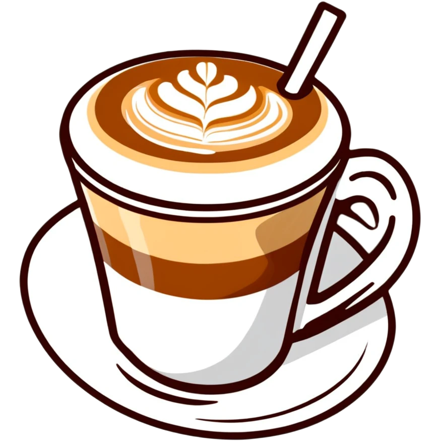 expensive artisanal latte in a cafe from upward view perspective, latte art, fancy coffee drink emoji