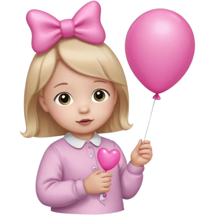 baby bow with pink baloon emoji