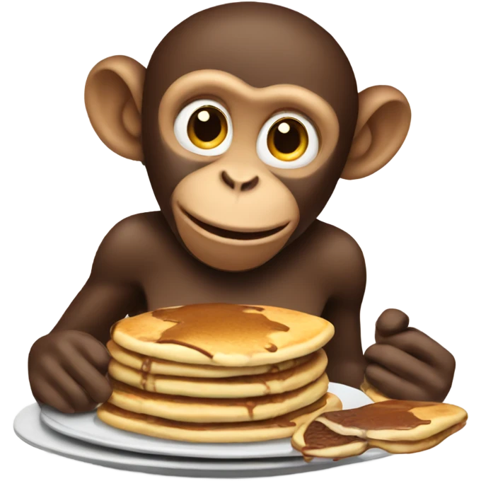 A monkey who eats a chocolate pancakes emoji