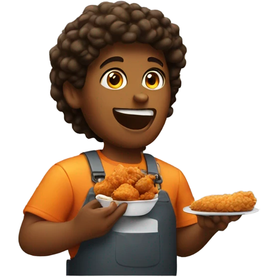 Amazon worker eating fried chicken emoji