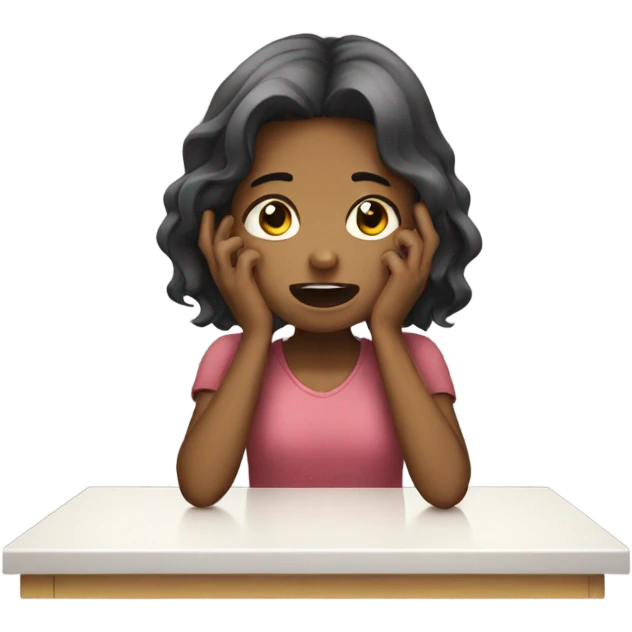 Girl Crying with fist one table  emoji