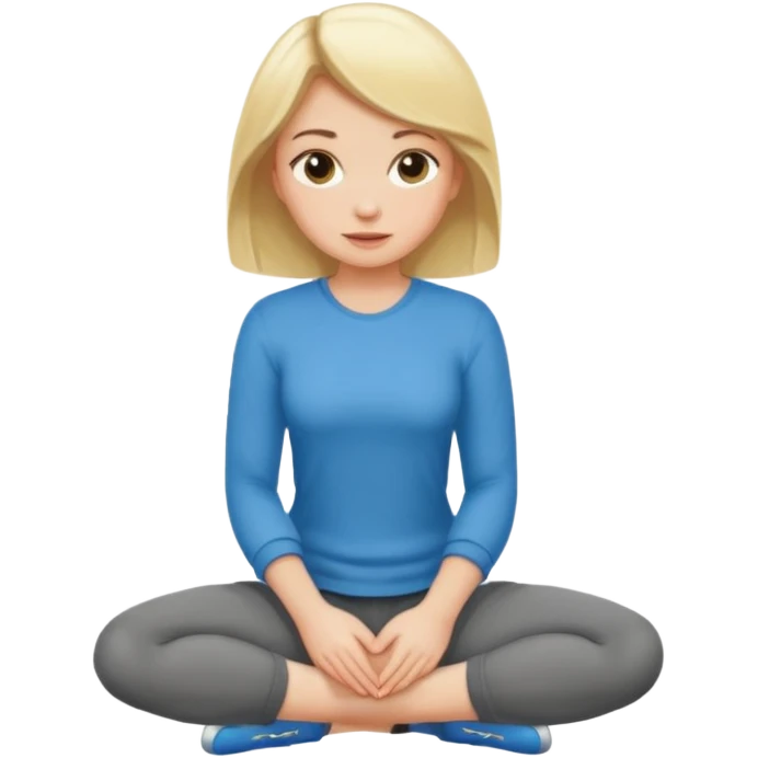 Blonde girl, on knees, hand between legs emoji