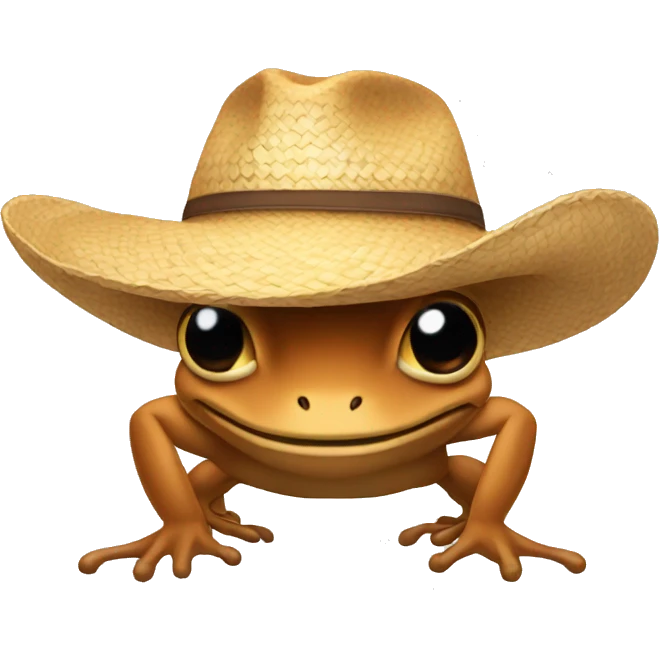 2D Cartoon brown coqui wiith a straw hat emoji