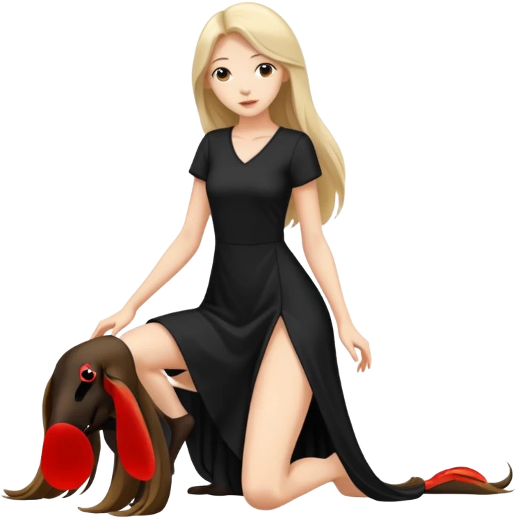 a young thin woman on all fours, doggy style position, legs spread, long hair . emoji