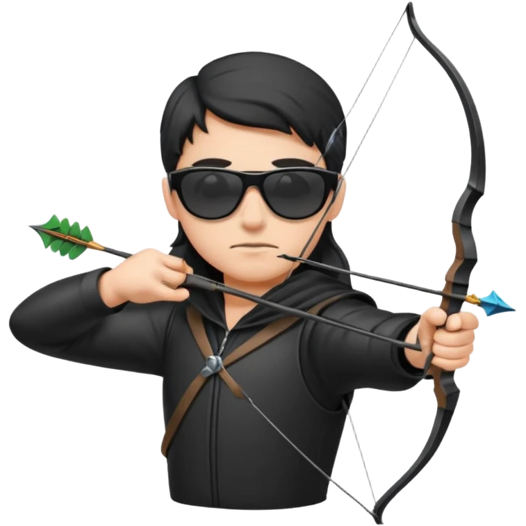 Blind archer aiming show black shades on the archer emoji
