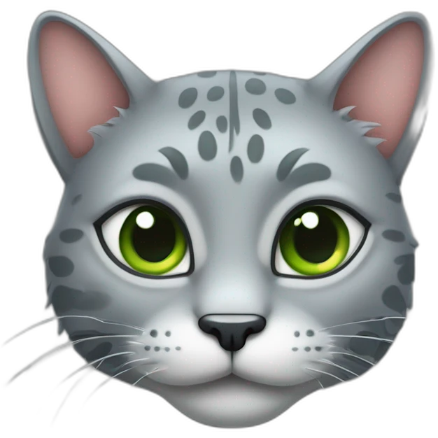 Une chatte grise avec des tes yeux verts qui ressemble à des yeux de crocodile  emoji