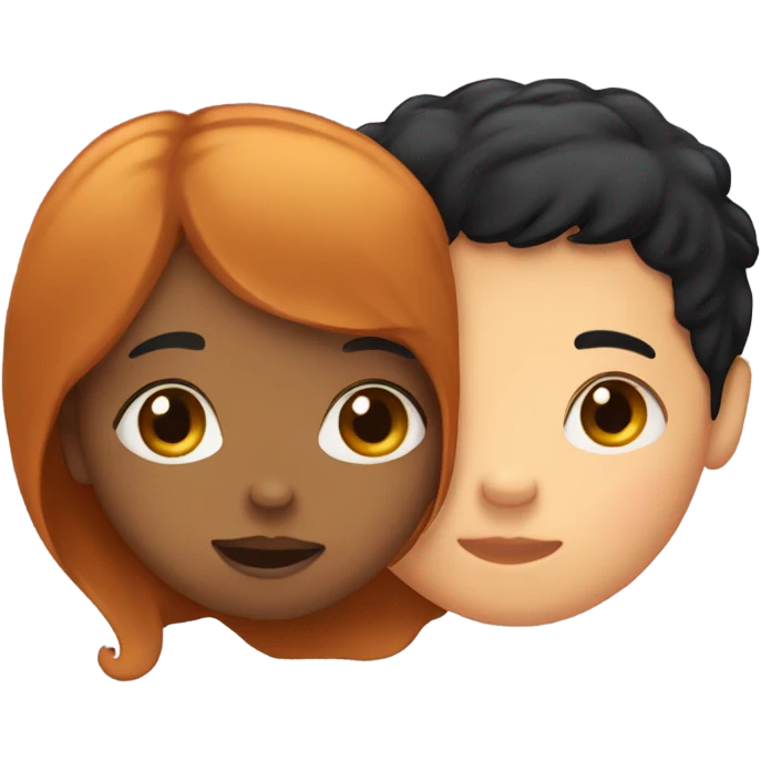 black hair girl kissing ginger hair boy emoji