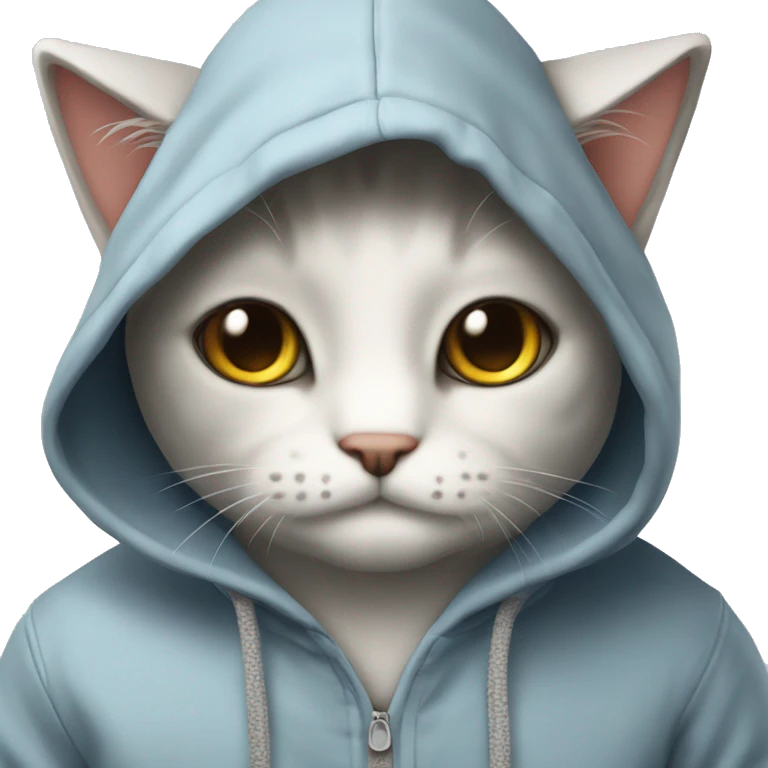A cute cat wearing a hoodie￼ emoji