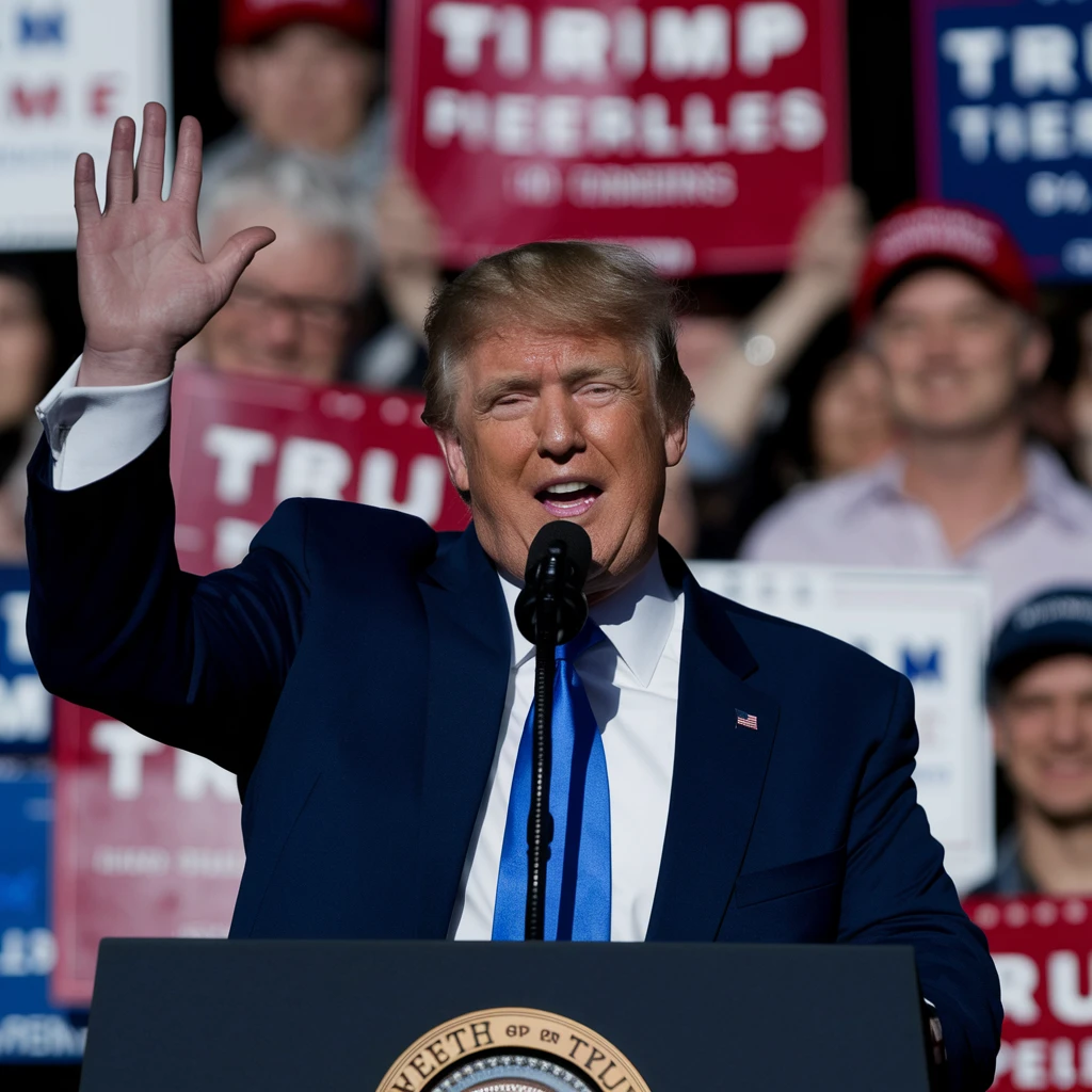 Donald Trump speaking at a rally emoji