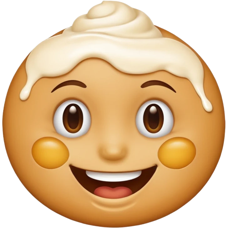 a smiley face with cream on the face emoji