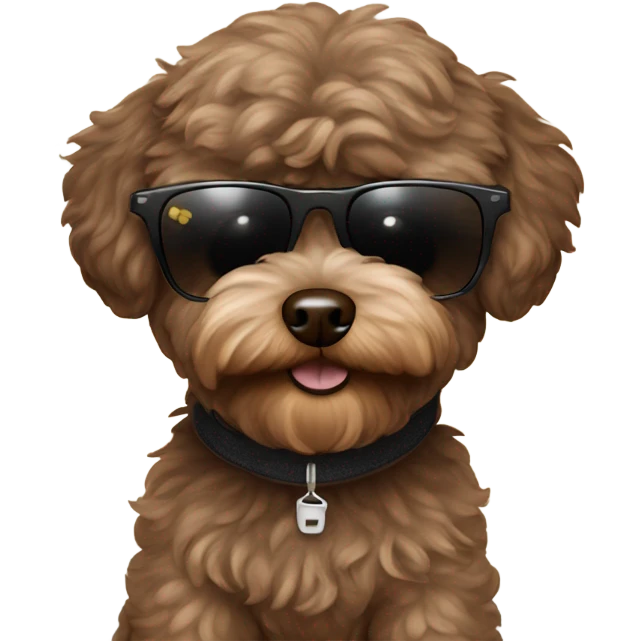 Dark brown maltipoo with sunglasses  emoji