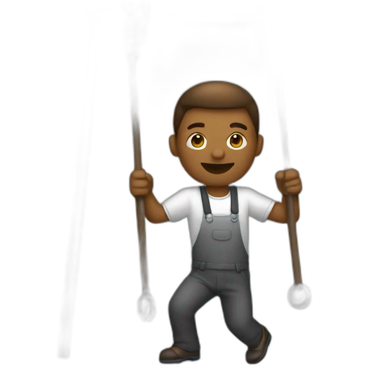A man who is working with a swing emoji