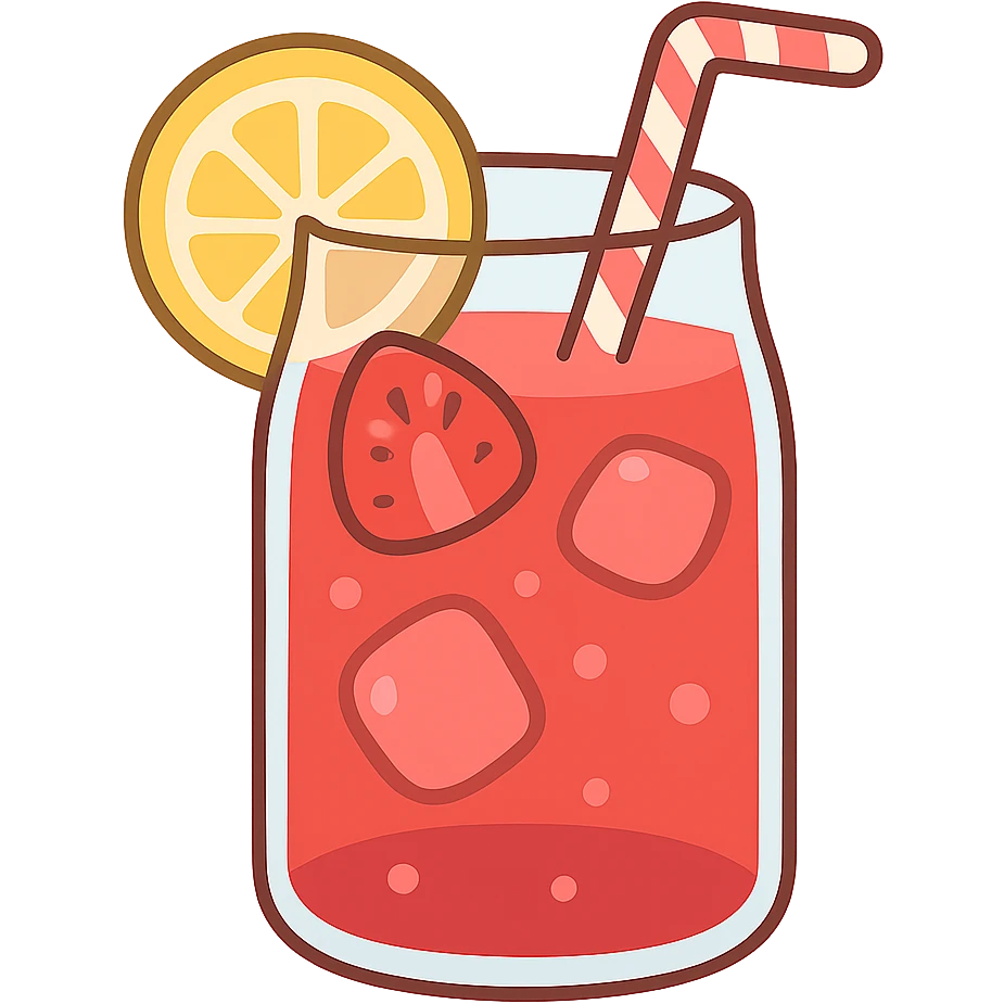 flat toon strawberry lemonade emoji