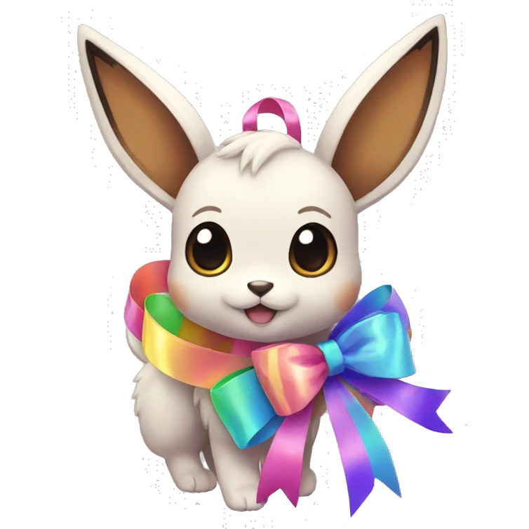 Shiny colorful Eevee with ribbons emoji