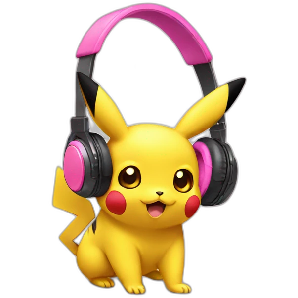 Pikachu pink with headphone  emoji