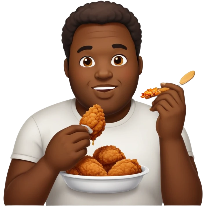 Big black guy eating chicken  emoji