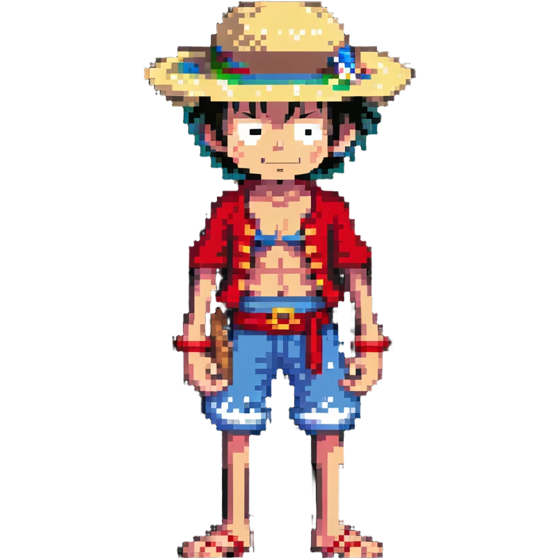 Monkey D. Luffy from One Piece with straw hat emoji