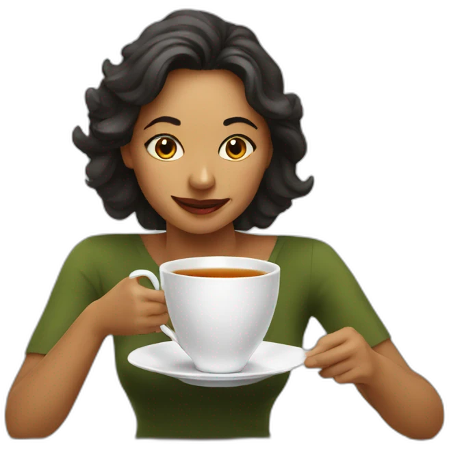 Lady spills on a tea emoji