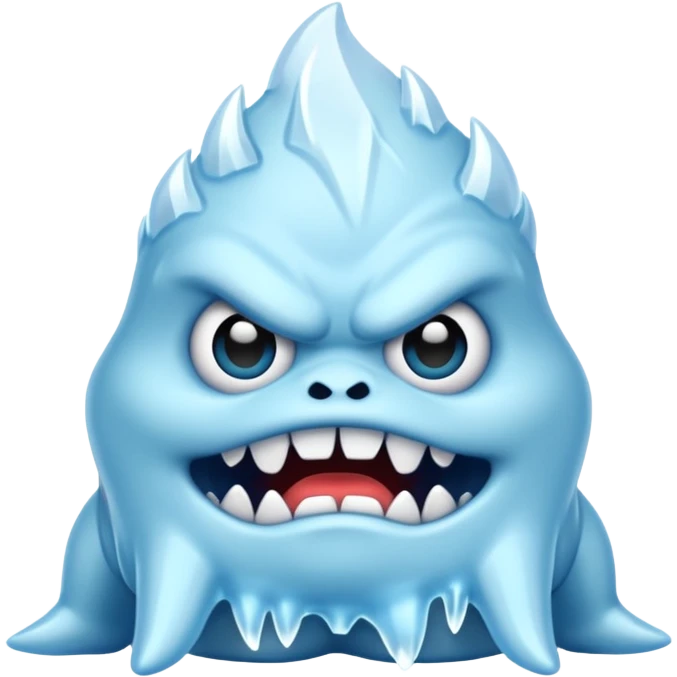 a grumpy chibi ice monster, scary, sinister emoji