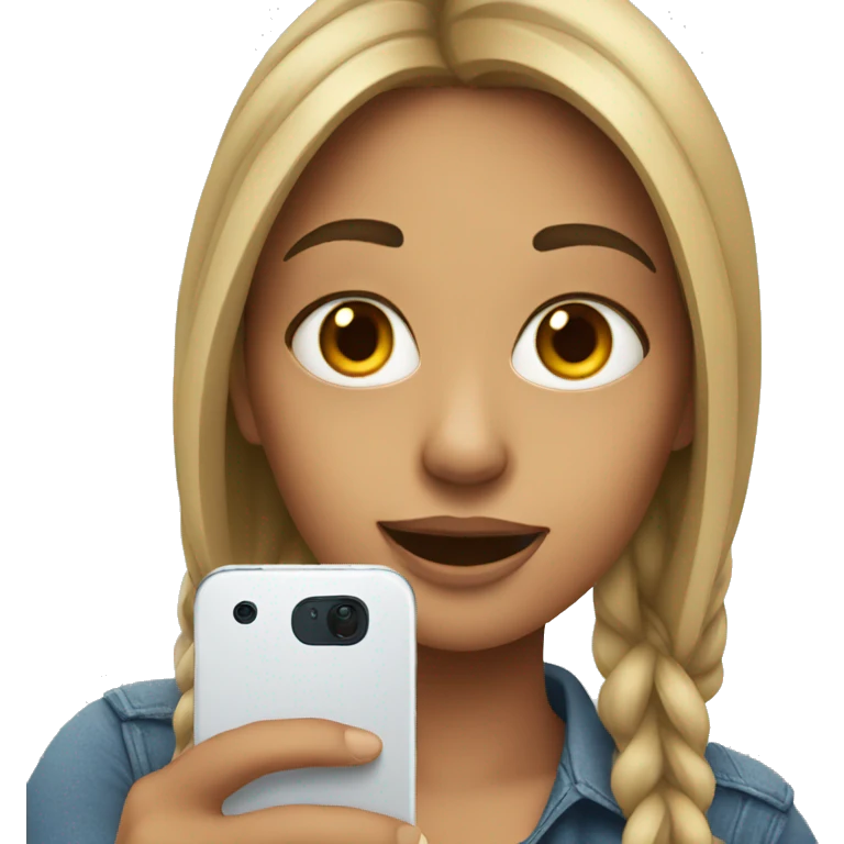 a girl with a phone making selfie emoji