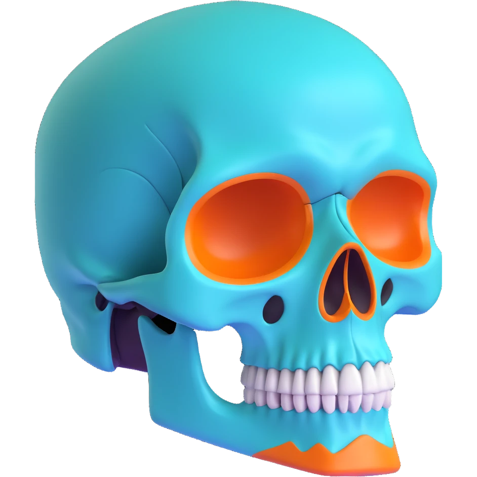 teal and orange skull emoji