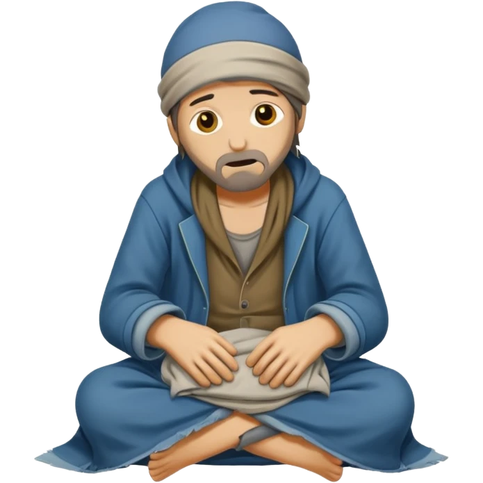 beggar who is also a homeless person poor with damaged clothing emoji