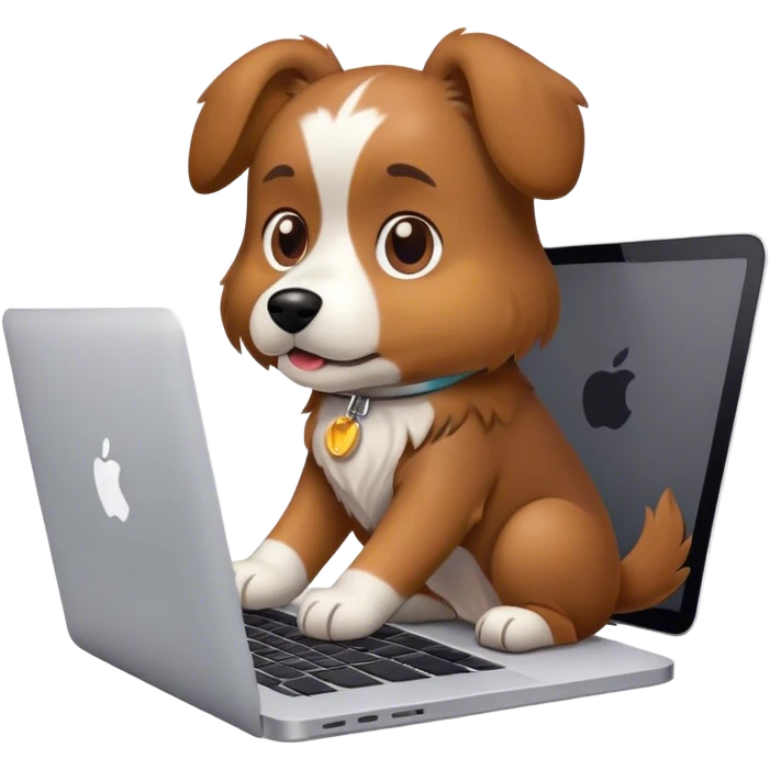 dog working on macbook emoji