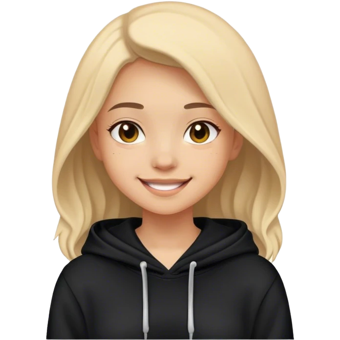 smiling girl in black hoodie emoji