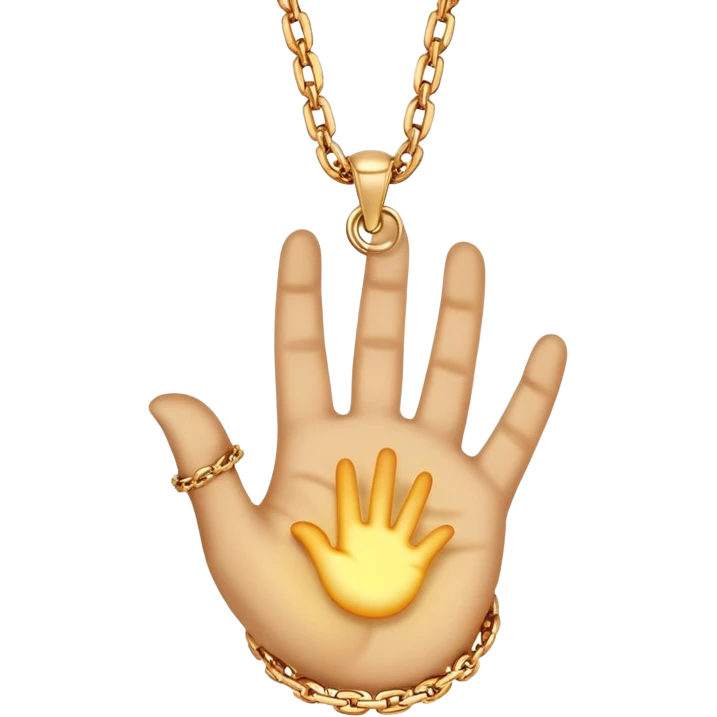 emojis for pendants with chains generally jewelry that is purposeful -- ethereal glowing hand palm lines-- 5 fingers reading palm 
 emoji