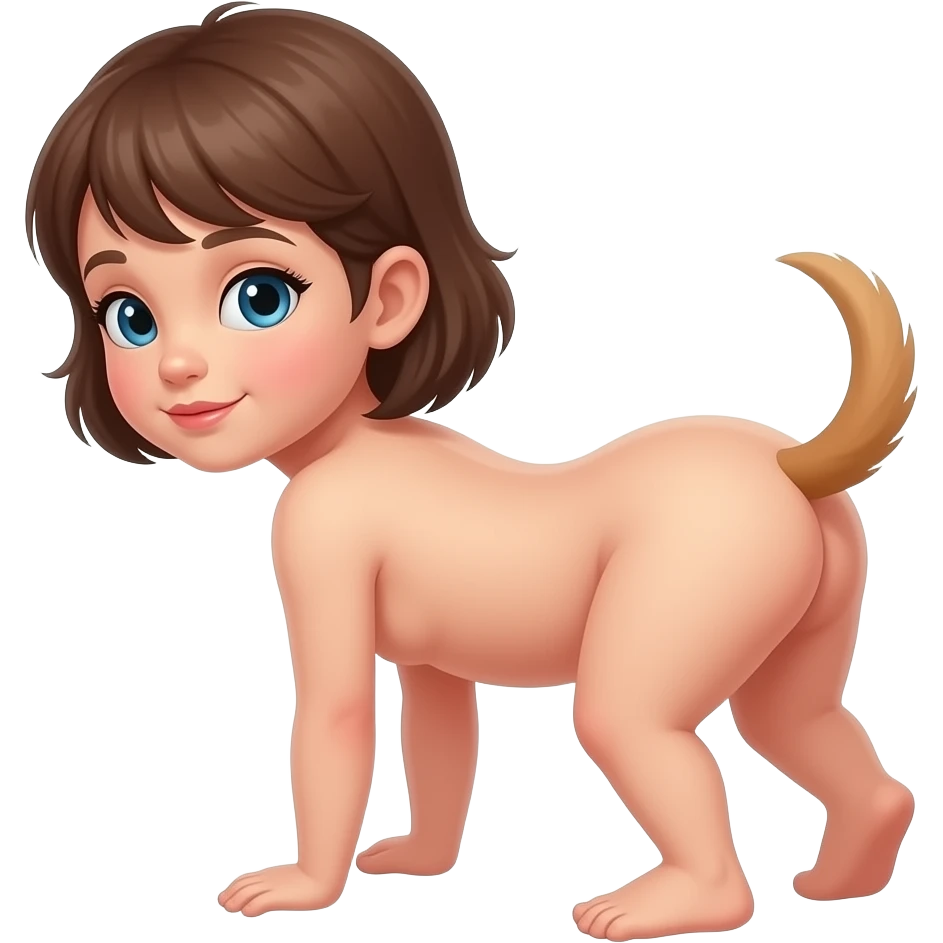 Toodler boy kid naked opens her butt in a doggie style emoji