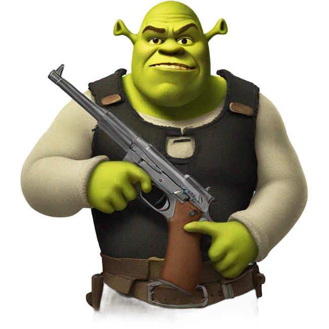 Shrek with a gun emoji